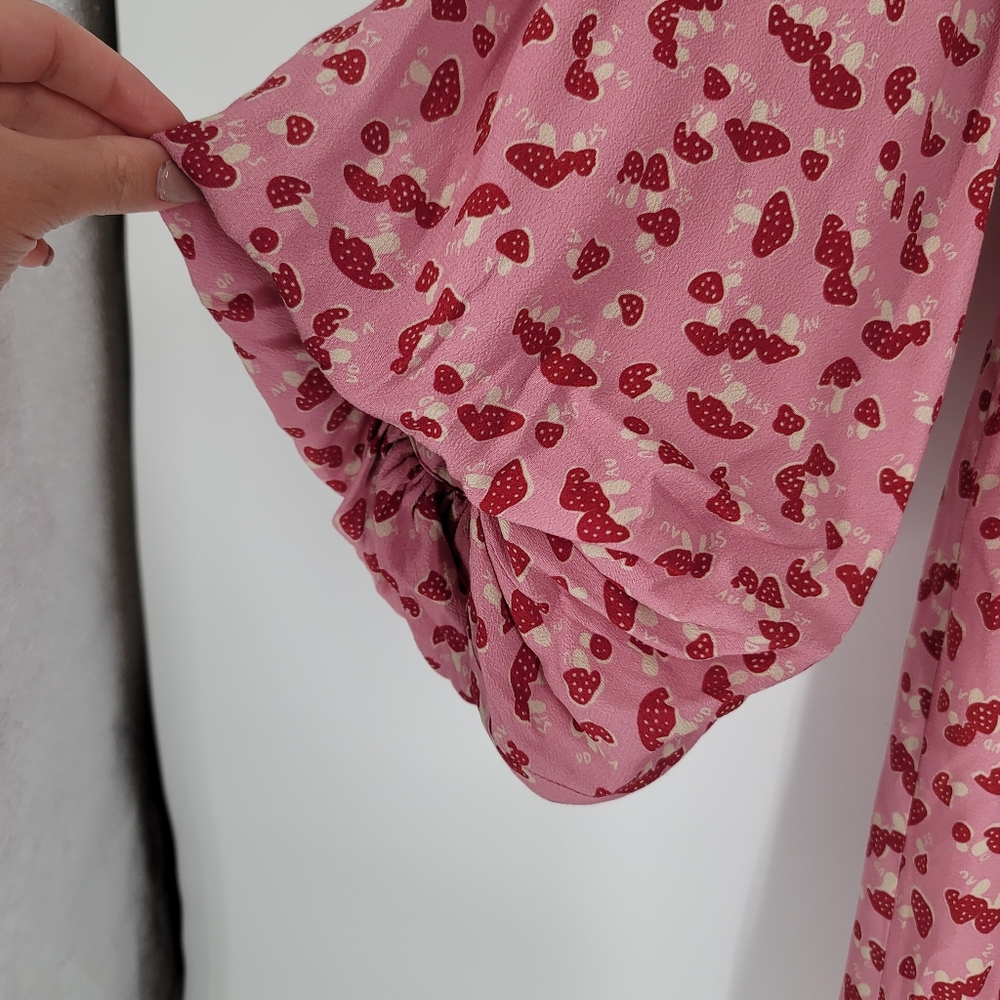 Staud Lara Dress Blush Pink Red Mushroom Print Size 0 NEW - Picture 7 of 11